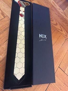 HEX Tie Gold Hexagon Pattern Men's Tie